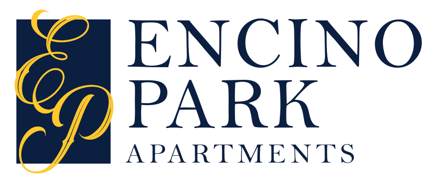 Encino Park Apartments logo with a blue and gold design.